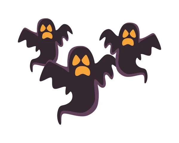Fantasmi di Halloween galleggianti icone isolate — Vettoriale Stock