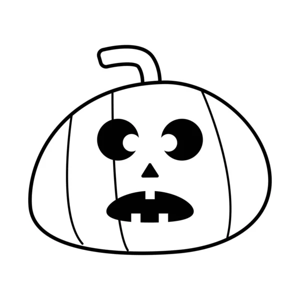 Halloween pompoen met gezicht lijn stijl pictogram — Stockvector
