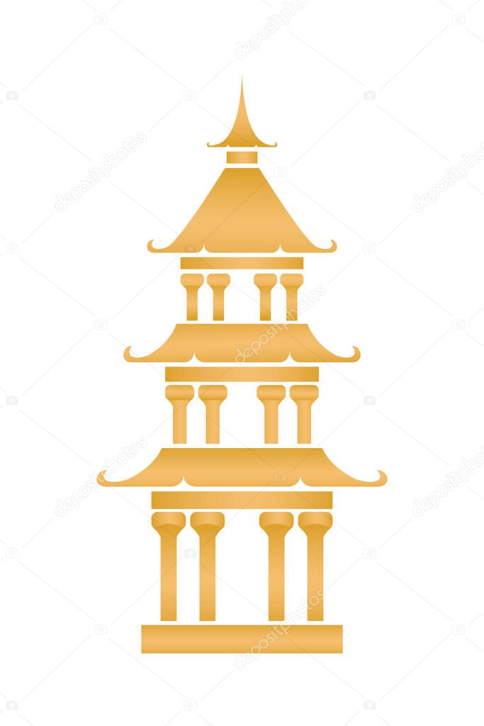 golden chinese castle building isolated icon
