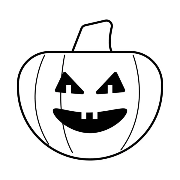 Abóbora halloween com ícone de estilo de linha de rosto —  Vetores de Stock