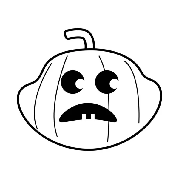 Halloween pumpkin with face line style icon — Stock Vector