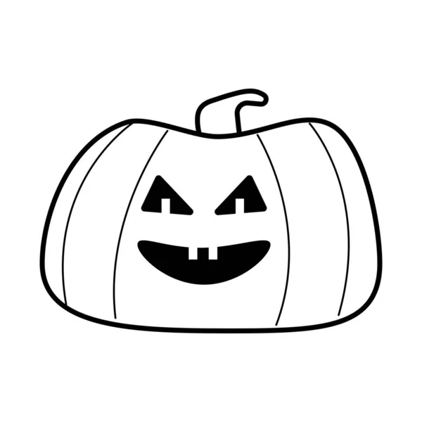 Halloween pumpkin with face line style icon — Stock Vector