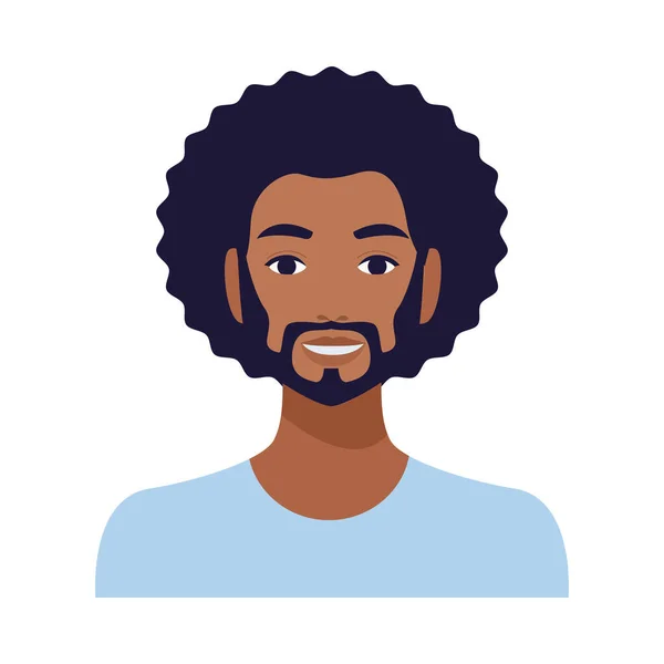 Uomo afro con personaggio avatar barba — Vettoriale Stock