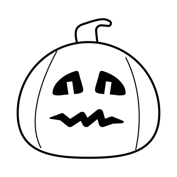 Calabaza de halloween con icono de estilo de línea de cara — Archivo Imágenes Vectoriales