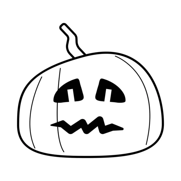 Abóbora halloween com ícone de estilo de linha de rosto —  Vetores de Stock