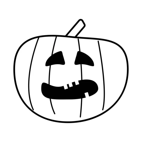 Citrouille halloween avec icône de style ligne de visage — Image vectorielle