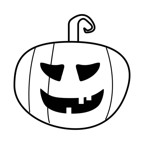 Calabaza de halloween con icono de estilo de línea de cara — Archivo Imágenes Vectoriales