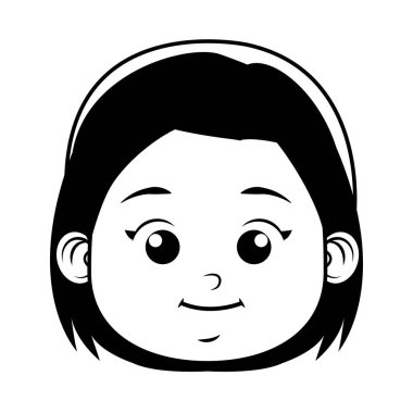 Sevimli küçük kız öğrenci başı karakter çizgisi simgesi