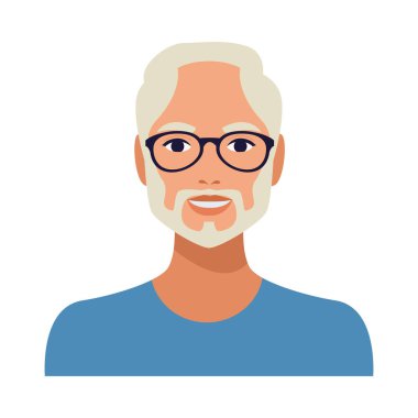 Sakallı, gözlüklü, Avatar karakterli yaşlı adam.