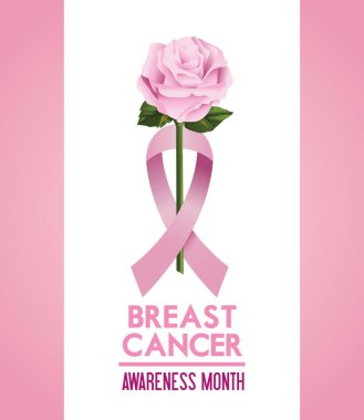 Göğüs kanseri farkındalığı ayı kampanya posterinde kurdele pembe ve gül rengi