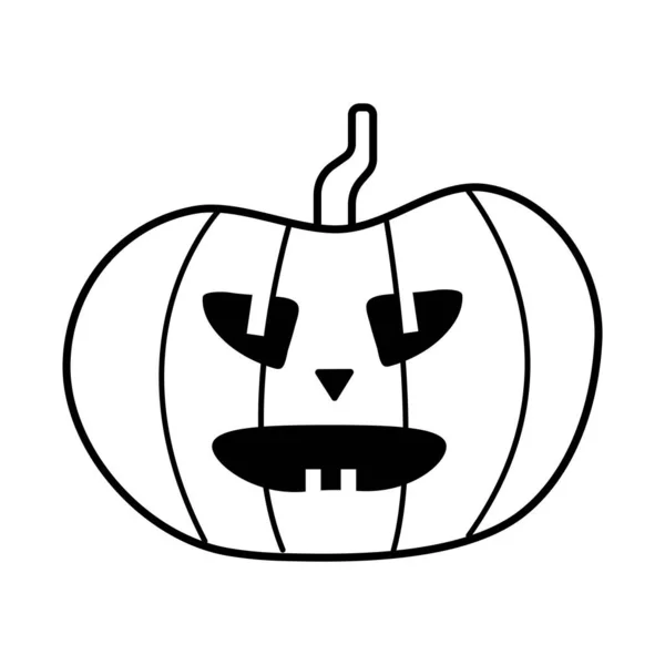 Citrouille halloween avec icône de style ligne de visage — Image vectorielle