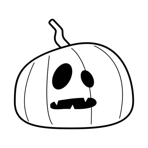 Calabaza de halloween con icono de estilo de línea de cara — Vector de stock