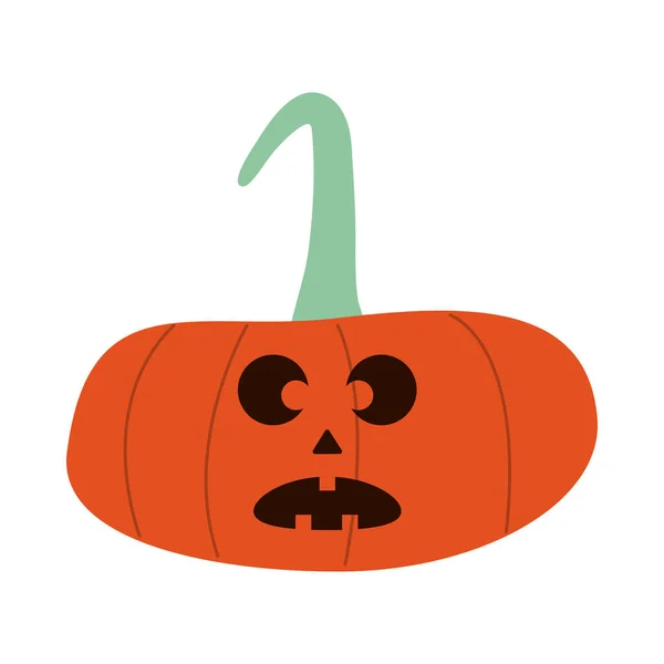 Halloween pumpkin with face flat style icon — Stock Vector