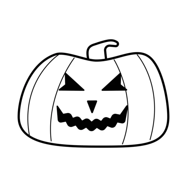 Calabaza de halloween con icono de estilo de línea de cara — Vector de stock