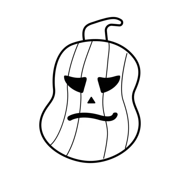 Calabaza de halloween con icono de estilo de línea de cabeza larga — Vector de stock