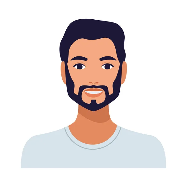 Homme avec barbe avatar personnage icône isolée — Image vectorielle