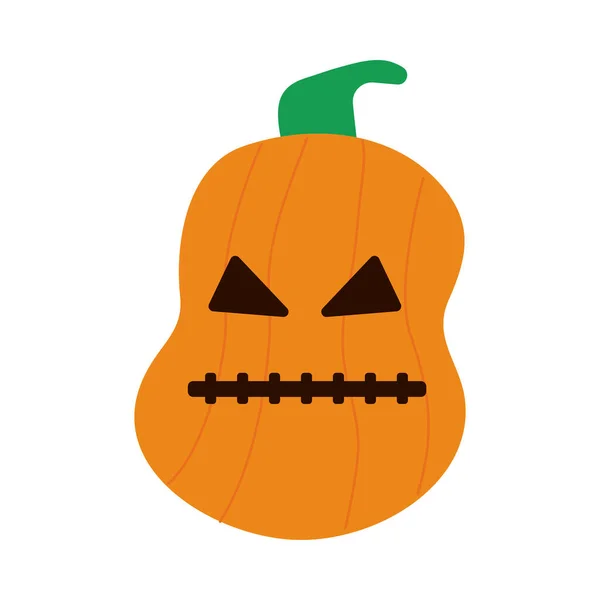 Halloween pumpkin with stitched mouth flat style icon — Stock Vector