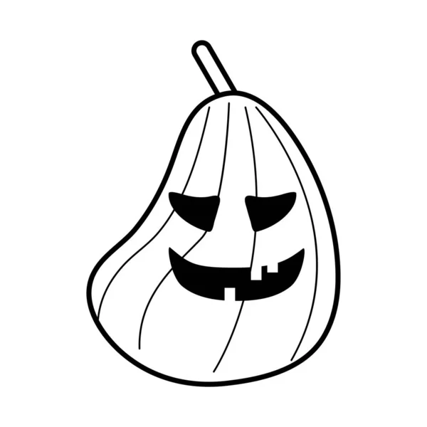 Calabaza de halloween con icono de estilo de línea de cabeza larga — Archivo Imágenes Vectoriales