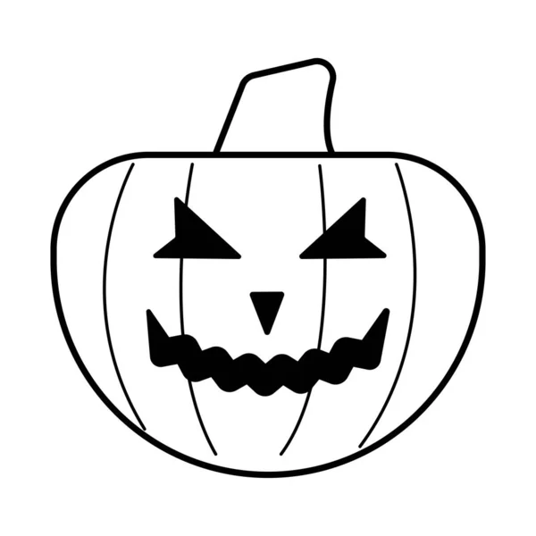 Calabaza de halloween con icono de estilo de línea de cara — Vector de stock