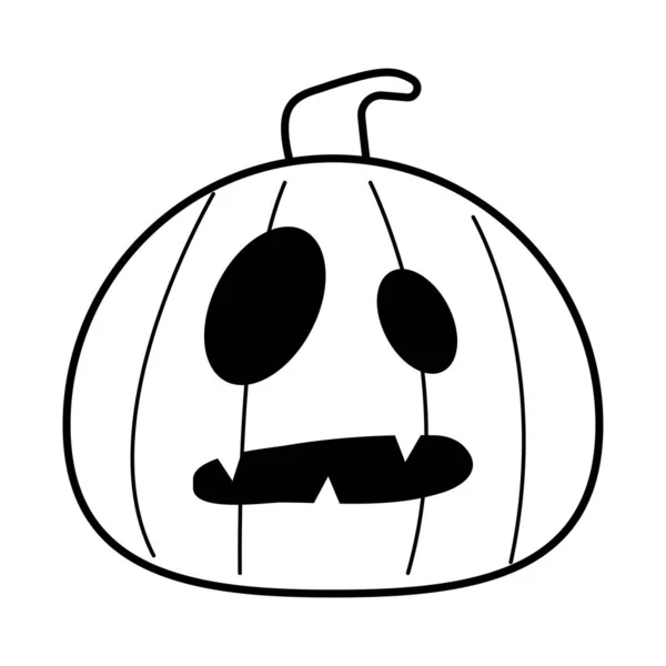Calabaza de halloween con icono de estilo de línea de cara — Archivo Imágenes Vectoriales