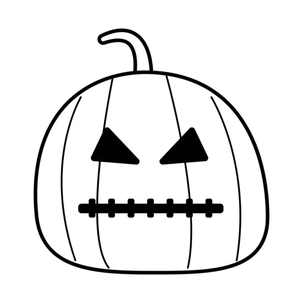 Halloween kurpitsa ommeltu suun linja tyyli kuvake — vektorikuva