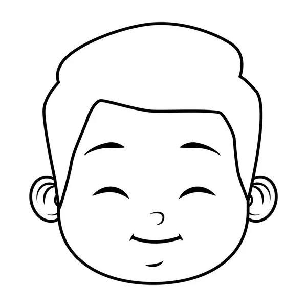 Cute little boy student head character line style — Stock Vector