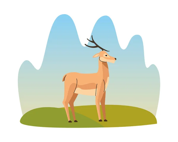Renne sauvage animal nature icône — Image vectorielle