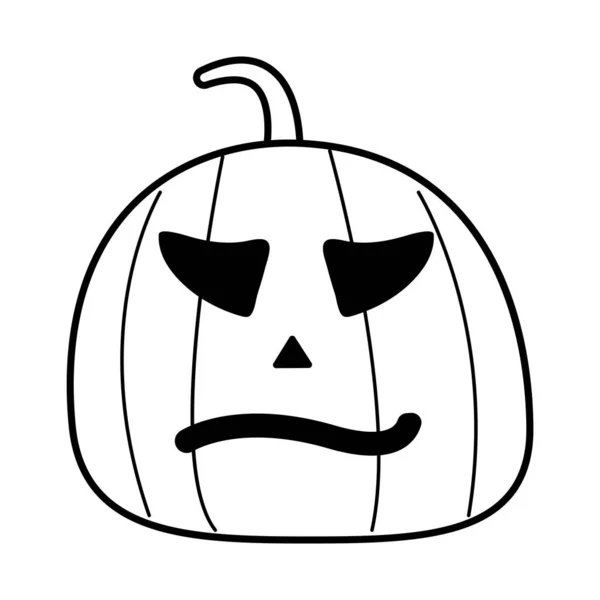 Citrouille halloween avec icône de style ligne de visage — Image vectorielle