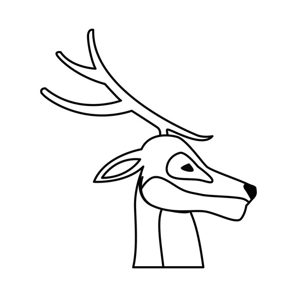 Wild reindeer animal head nature icon — Stock Vector