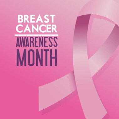 Göğüs kanseri farkındalığı ayı kampanya posterinde kurdele pembe