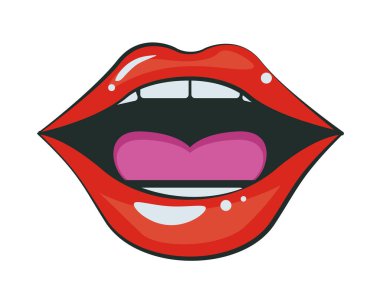 Seksi kadın ağzı açık pop sanatı tarzı