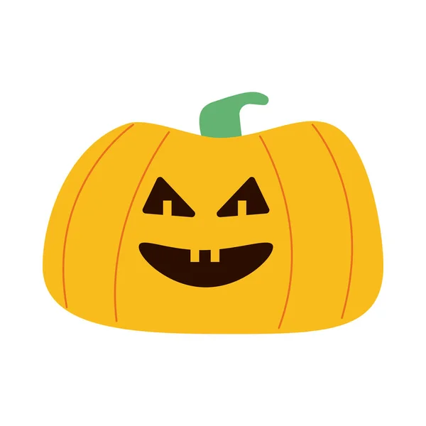 Abóbora halloween com rosto ícone de estilo plano — Vetor de Stock