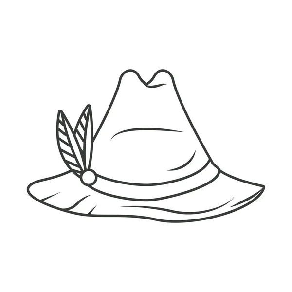 Tyrolean hat germany isolated icon — Stock Vector