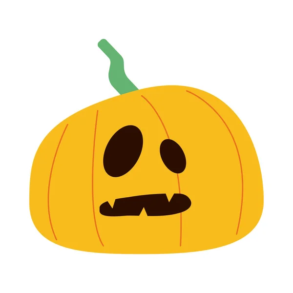 Halloween pumpkin with face flat style icon — Stock Vector