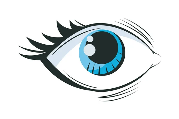 Ojo humano azul pop arte estilo icono — Vector de stock