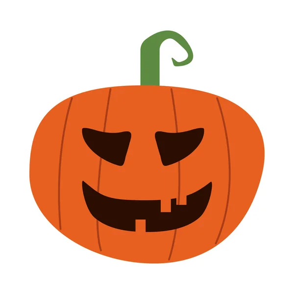 Abóbora halloween com rosto ícone de estilo plano — Vetor de Stock