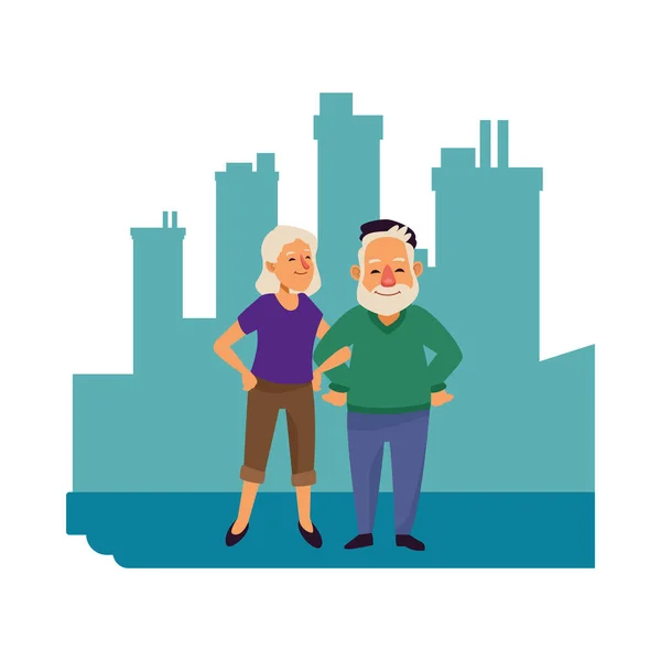 Vieux couple personnes avatars personnages — Image vectorielle