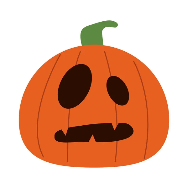 Halloween pumpkin with face flat style icon — Stock Vector