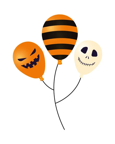 Halloween balony hel z paski i twarze — Wektor stockowy