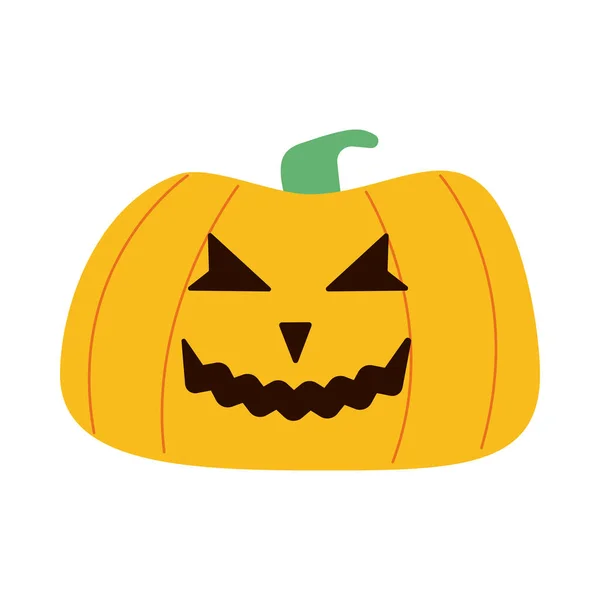 Halloween pumpkin with face flat style icon — Stock Vector