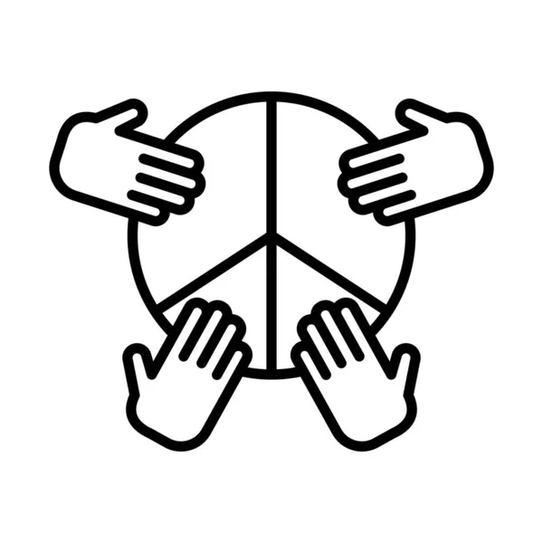 Руки вокруг символа мира линии символов стиль значок — стоковый вектор