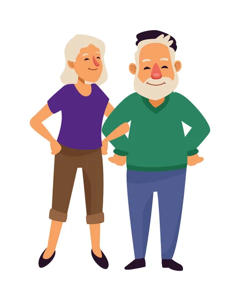 Old couple persons avatars characters — Stock Vector