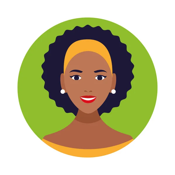 Schöne afro Frau Avatar Charakter-Ikone — Stockvektor