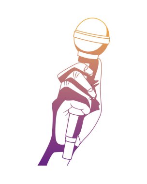 Mikrofon pop sanat simgesine sahip el