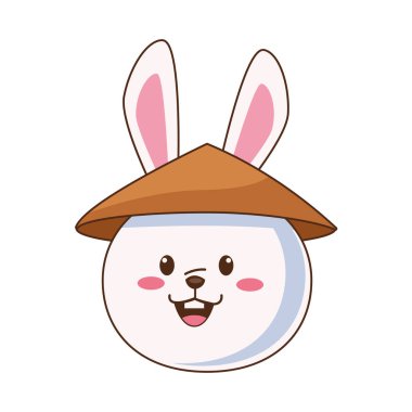 Çin şapkalı sevimli sonbahar tavşanı.