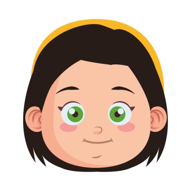 Sevimli küçük kız öğrenci başı karakteri