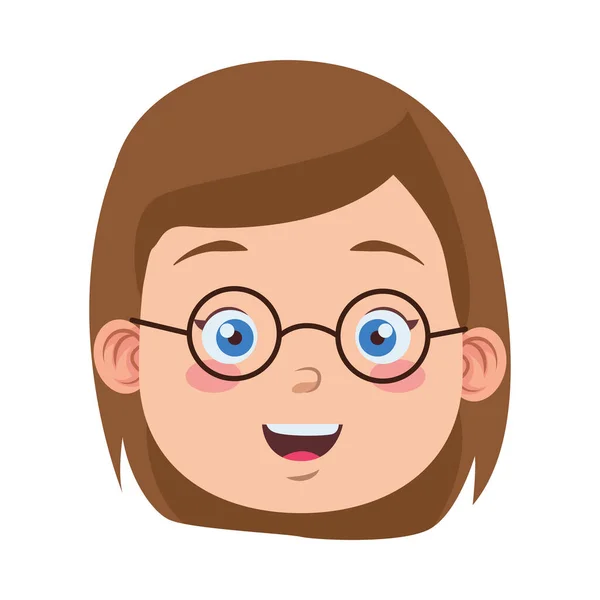 Mignonne jeune professeur femme avec des lunettes tête personnage — Image vectorielle
