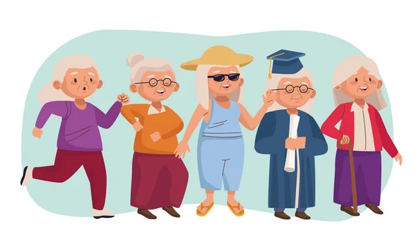 Yaşlı insanlar aktif yaşlı karakterler — Stok Vektör