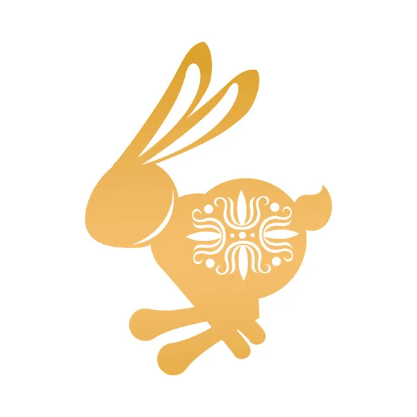 กระต่ายทองกระโดดด้วยการตกแต่งกลางฤดูใบไม้ร่วงในผิวหนัง — ภาพเวกเตอร์สต็อก