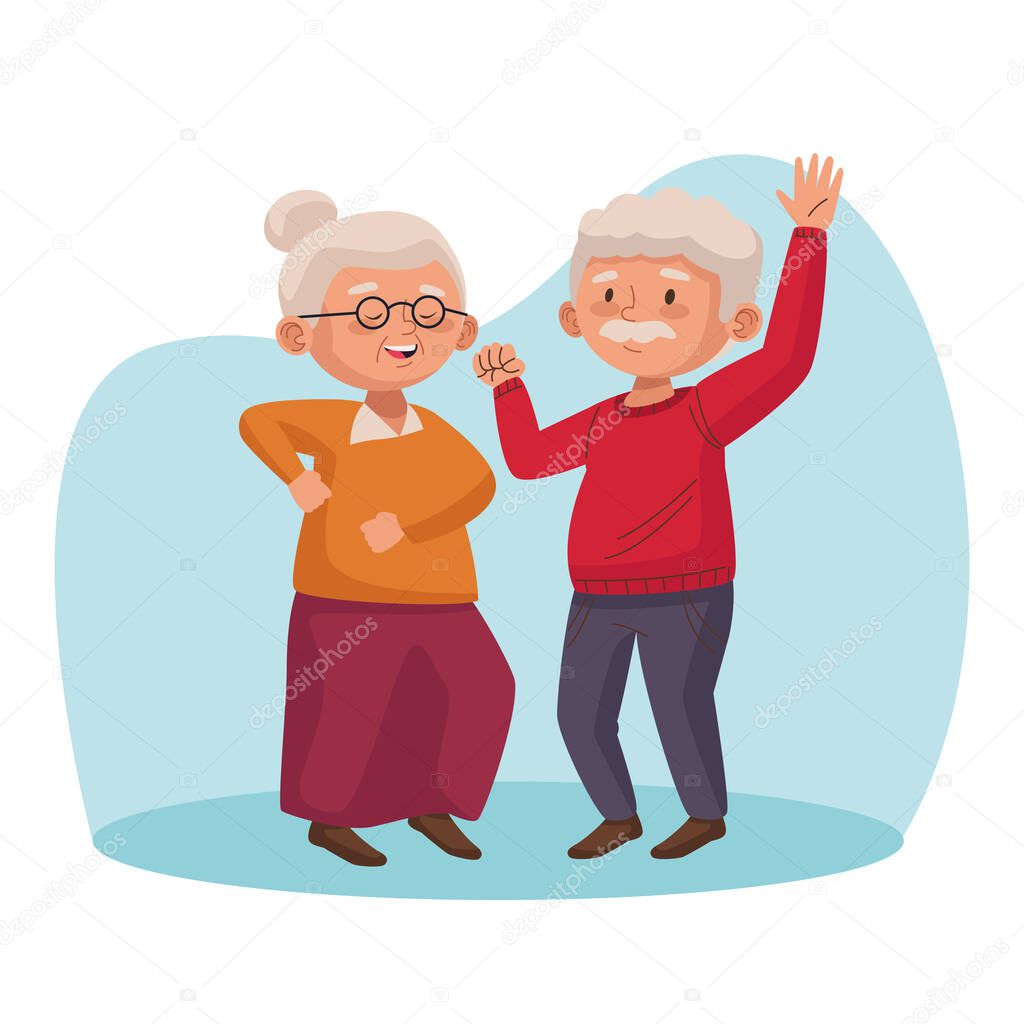 old couple dancing active seniors characters